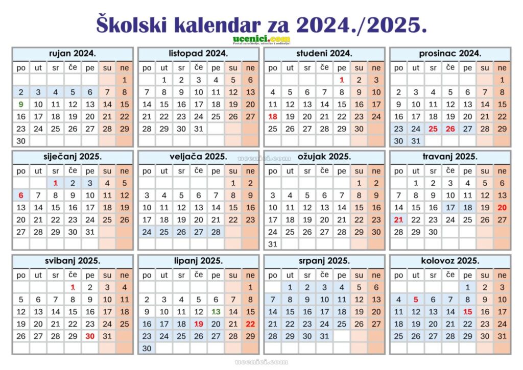 Kalendar školske 2024./2025.